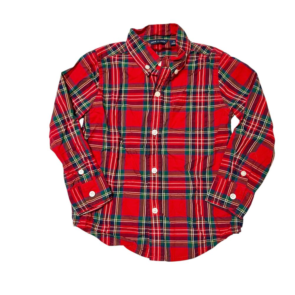 Janie and Jack Tartan Plaid Button Up Holiday Shirt Size 2T